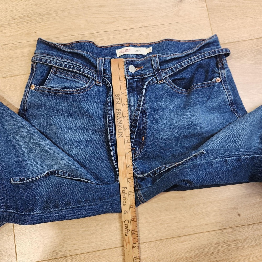 Levi Strauss Signature Wide Leg Jeans Womens 10 Blue High Rise Stretch Denim - Picture 7 of 10